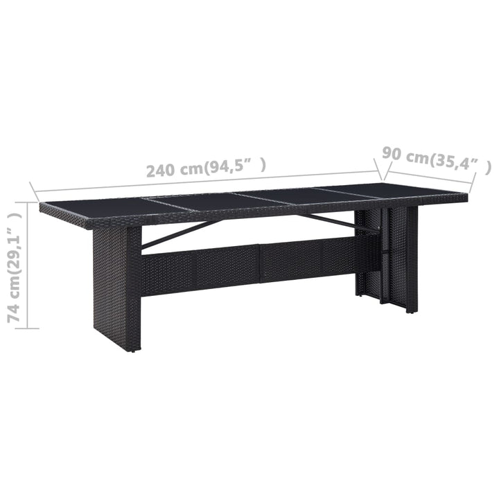 Trädgårdsbord 240X90X74 Cm Konstrotting Och Glas