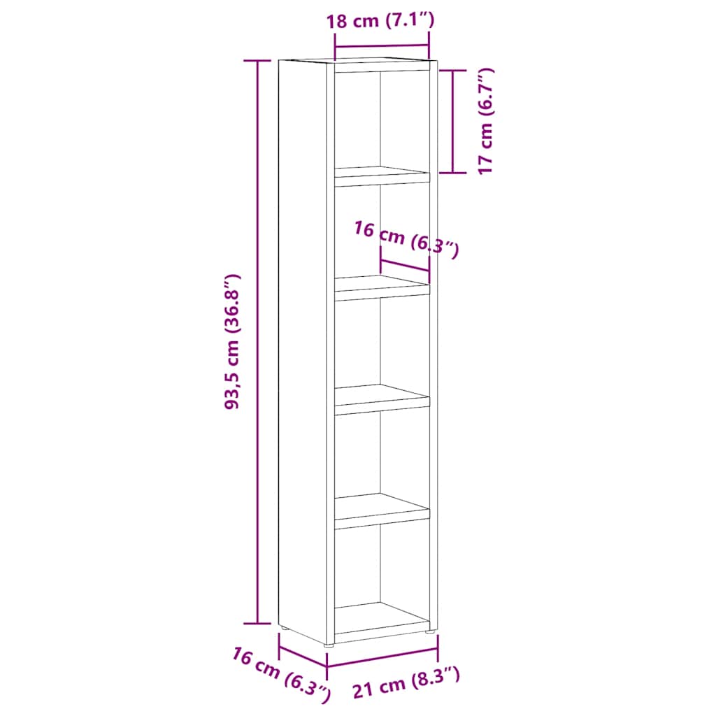 Cd-Hyllor 2 St Sonoma-Ek 21X16X93,5 Cm Spånskiva