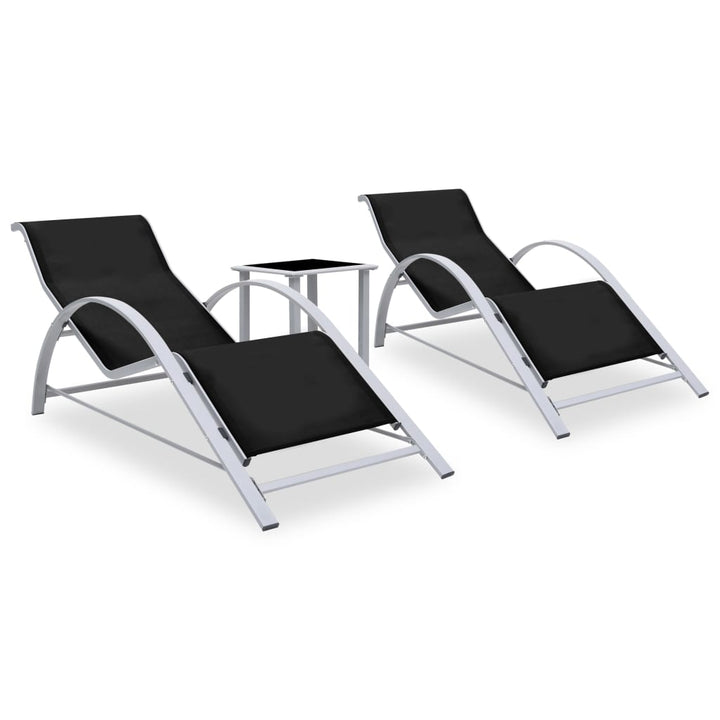 Solsängar 2 St Med Bord Aluminium Svart
