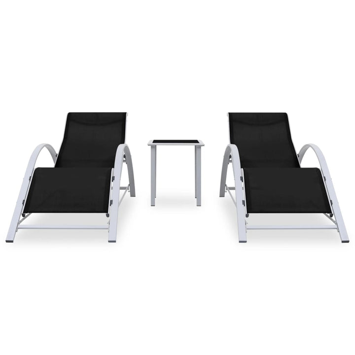 Solsängar 2 St Med Bord Aluminium Svart
