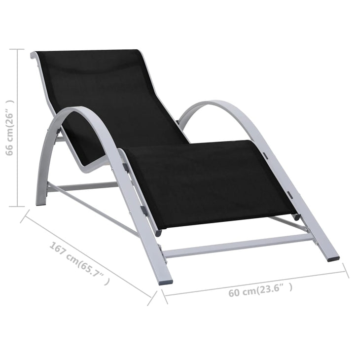 Solsängar 2 St Med Bord Aluminium Svart