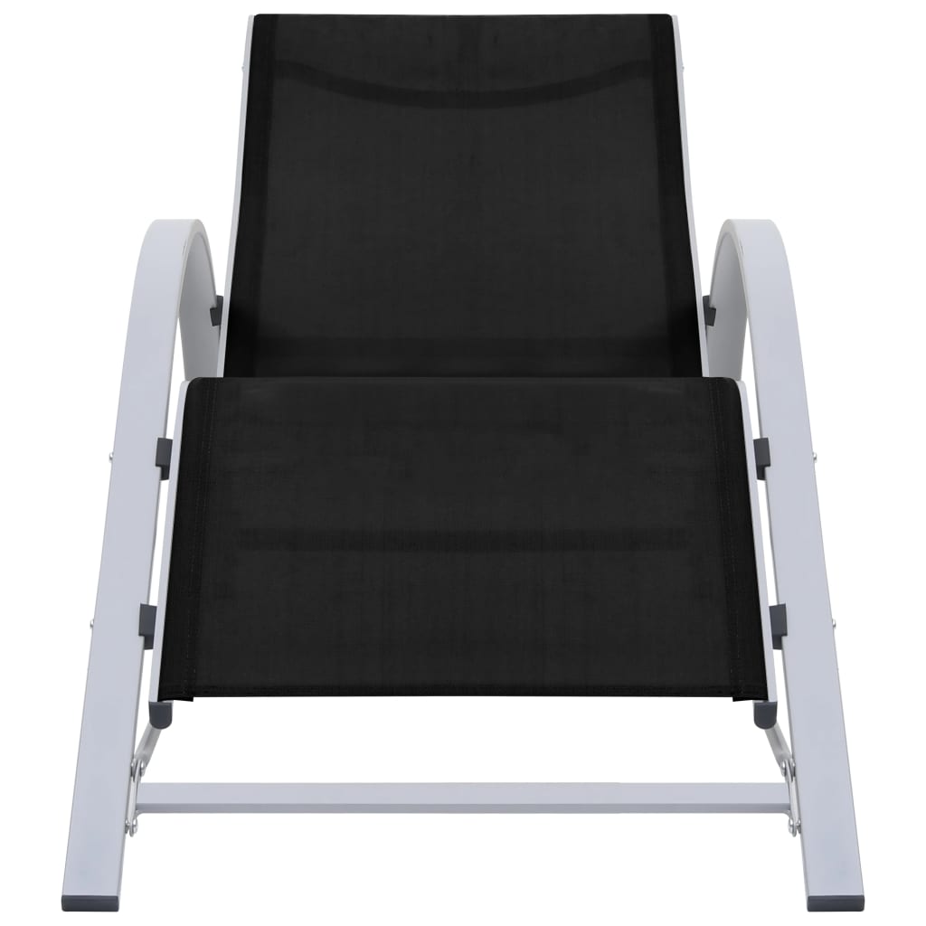 Solsängar 2 St Med Bord Aluminium Svart