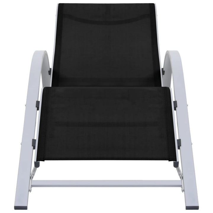 Solsängar 2 St Med Bord Aluminium Svart