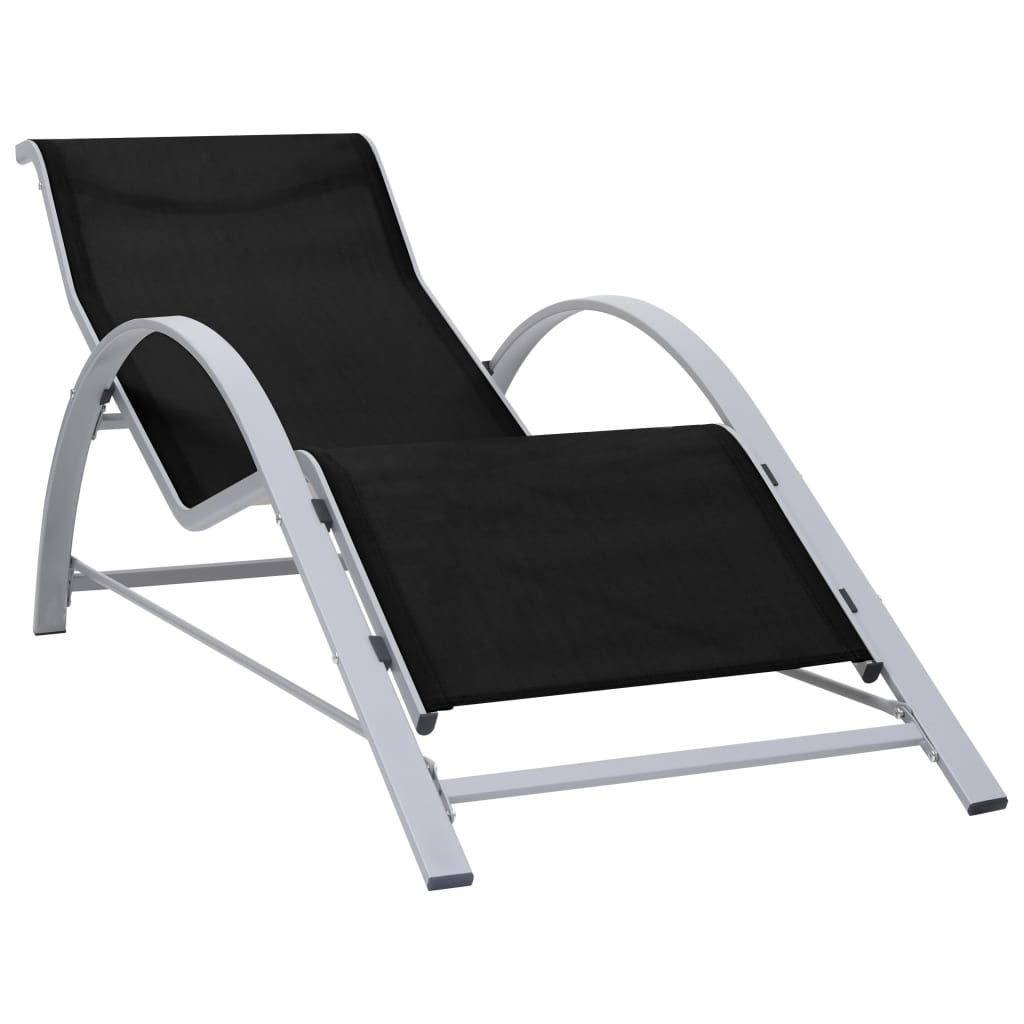 Solsängar 2 St Med Bord Aluminium Svart