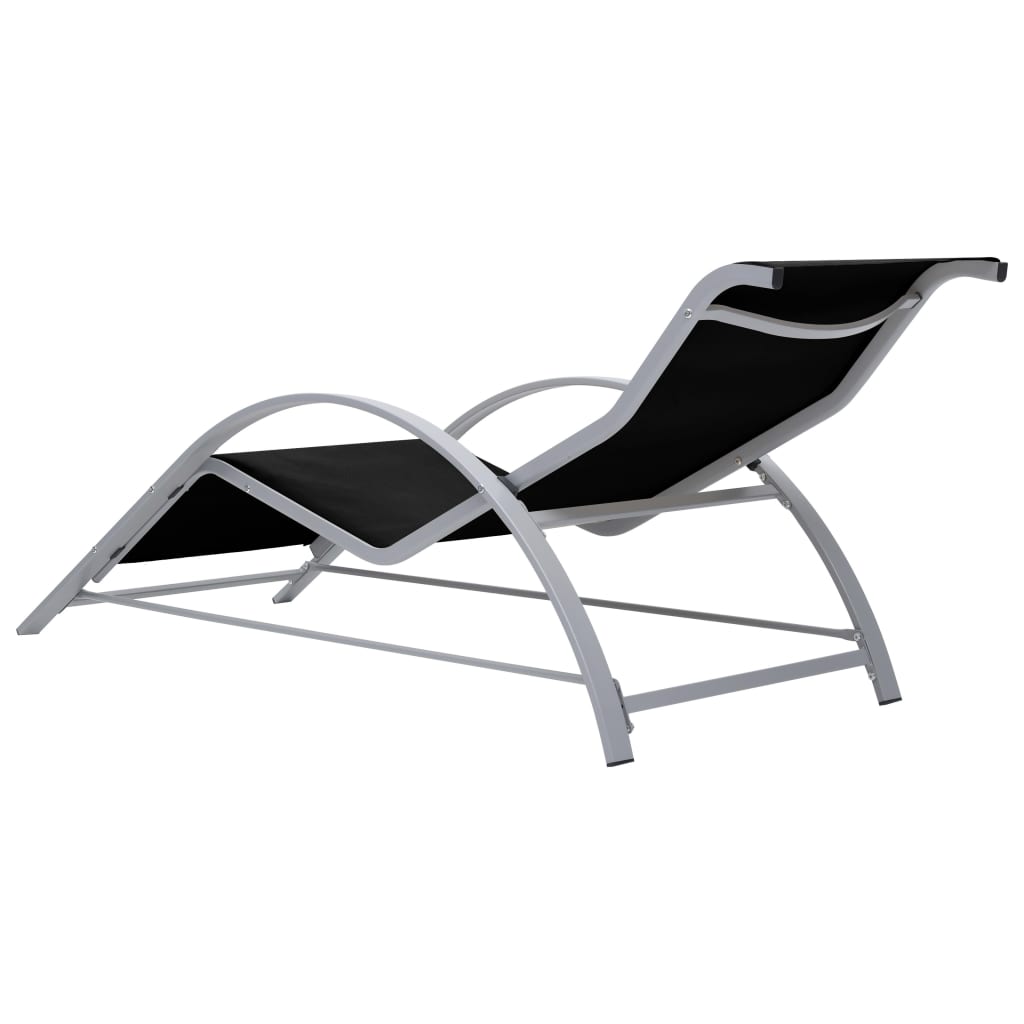 Solsängar 2 St Med Bord Aluminium Svart