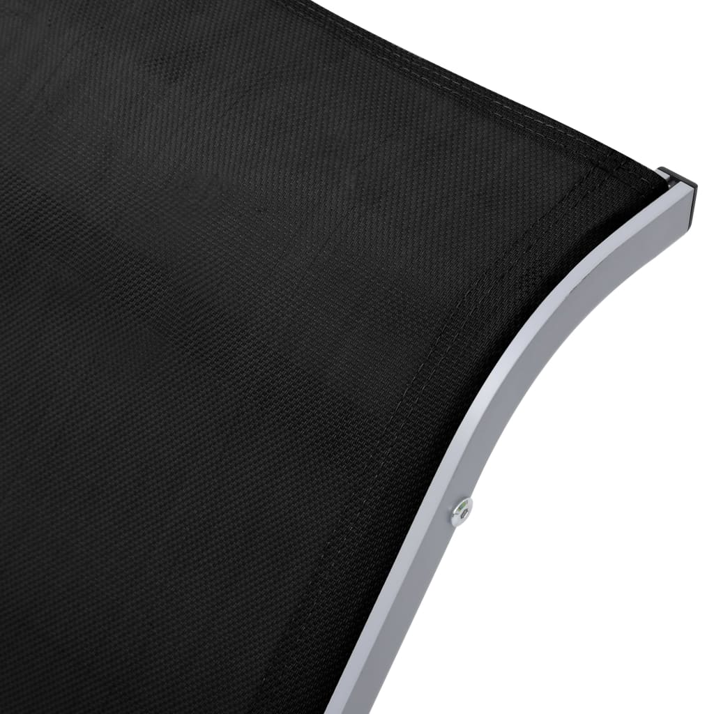 Solsängar 2 St Med Bord Aluminium Svart