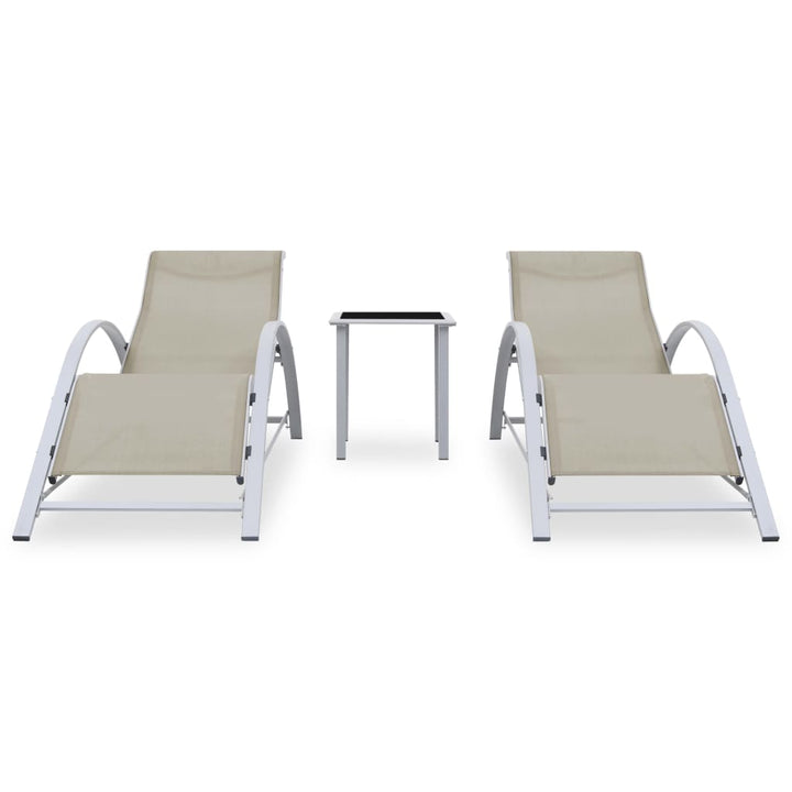 Solsängar 2 St Med Bord Aluminium Gräddvit