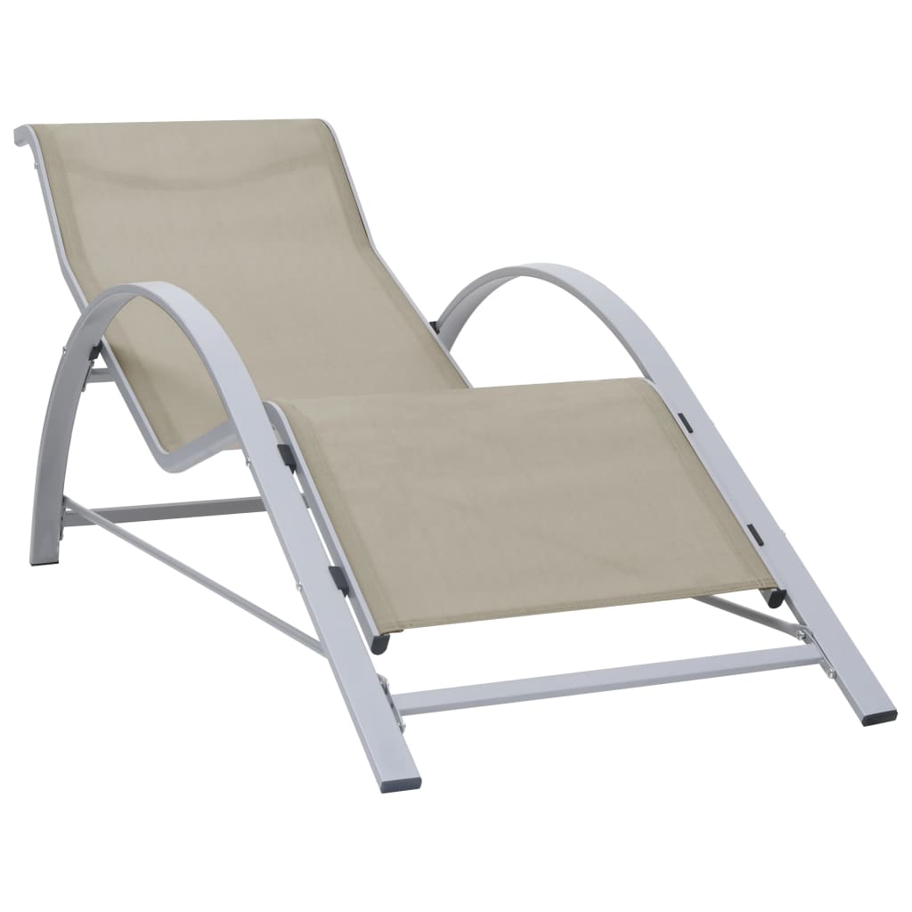 Solsängar 2 St Med Bord Aluminium Gräddvit