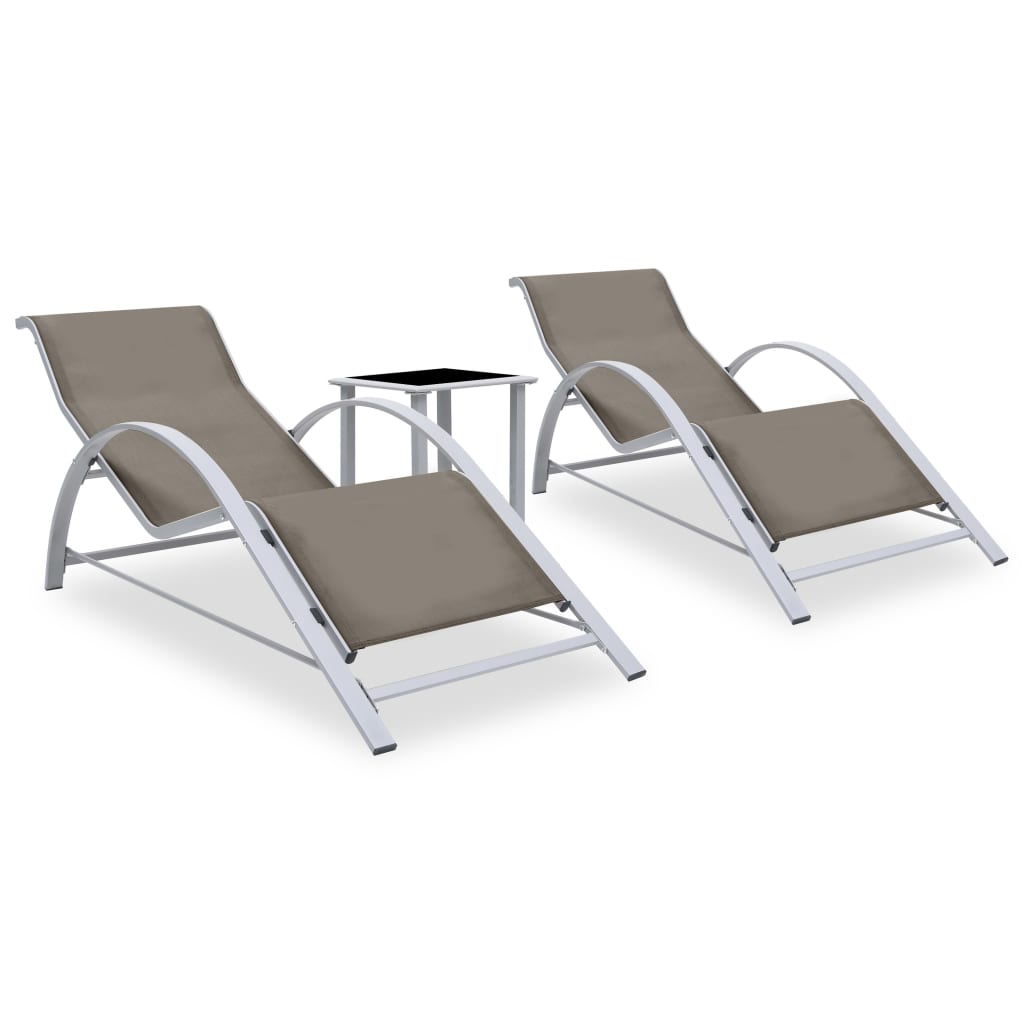 Solsängar 2 St Med Bord Aluminium Taupe