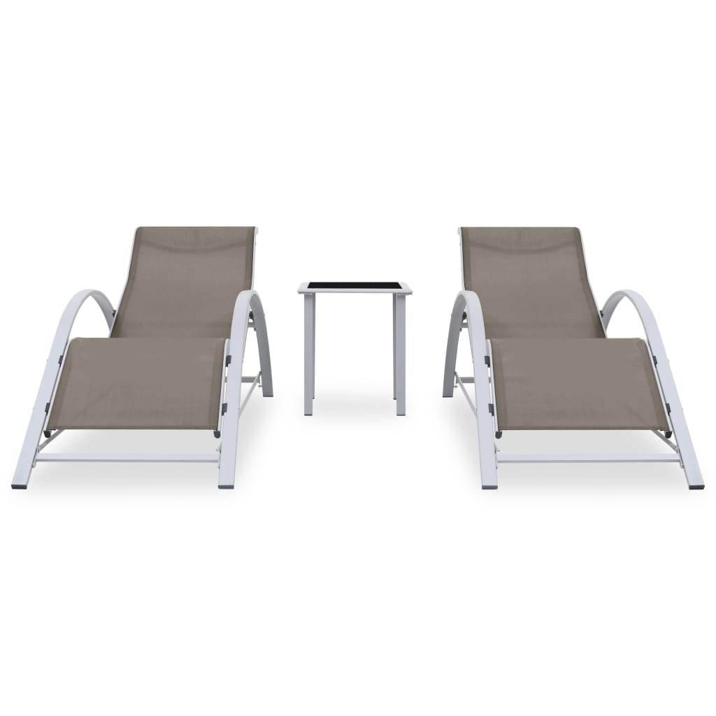 Solsängar 2 St Med Bord Aluminium Taupe