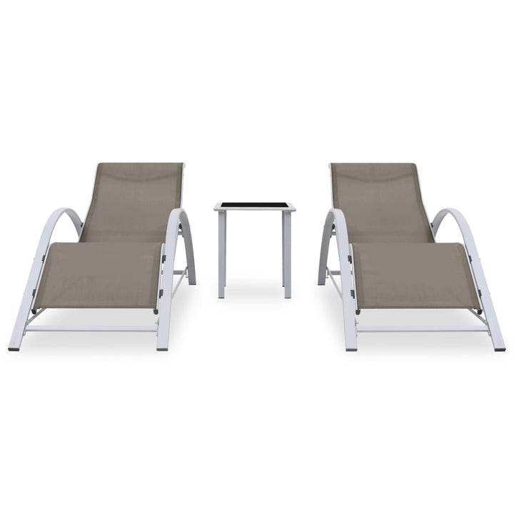 Solsängar 2 St Med Bord Aluminium Taupe