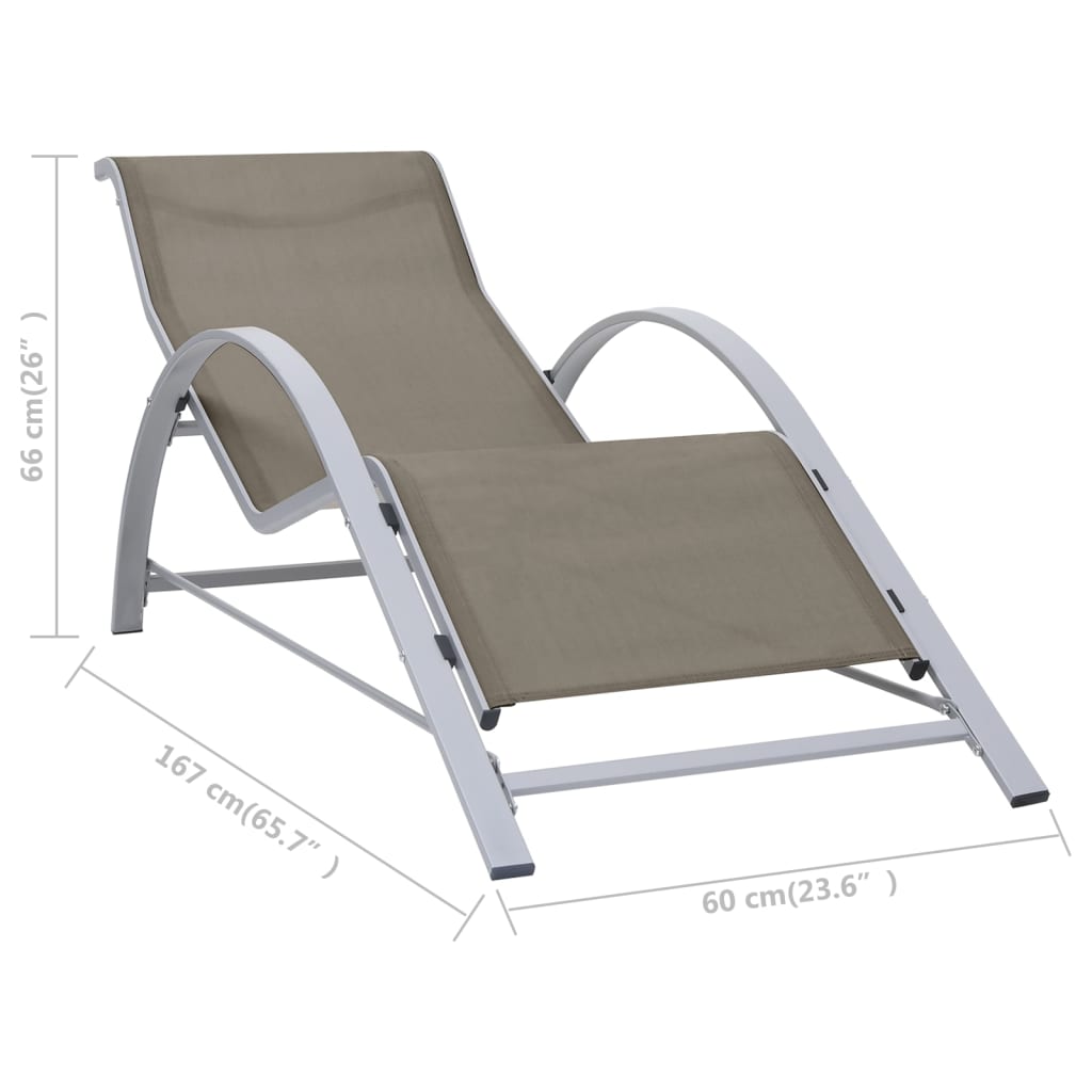 Solsängar 2 St Med Bord Aluminium Taupe