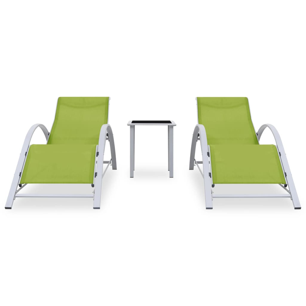 Solsängar 2 St Med Bord Aluminium Grön