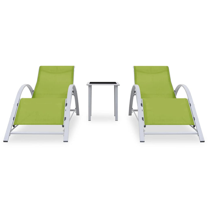 Solsängar 2 St Med Bord Aluminium Grön