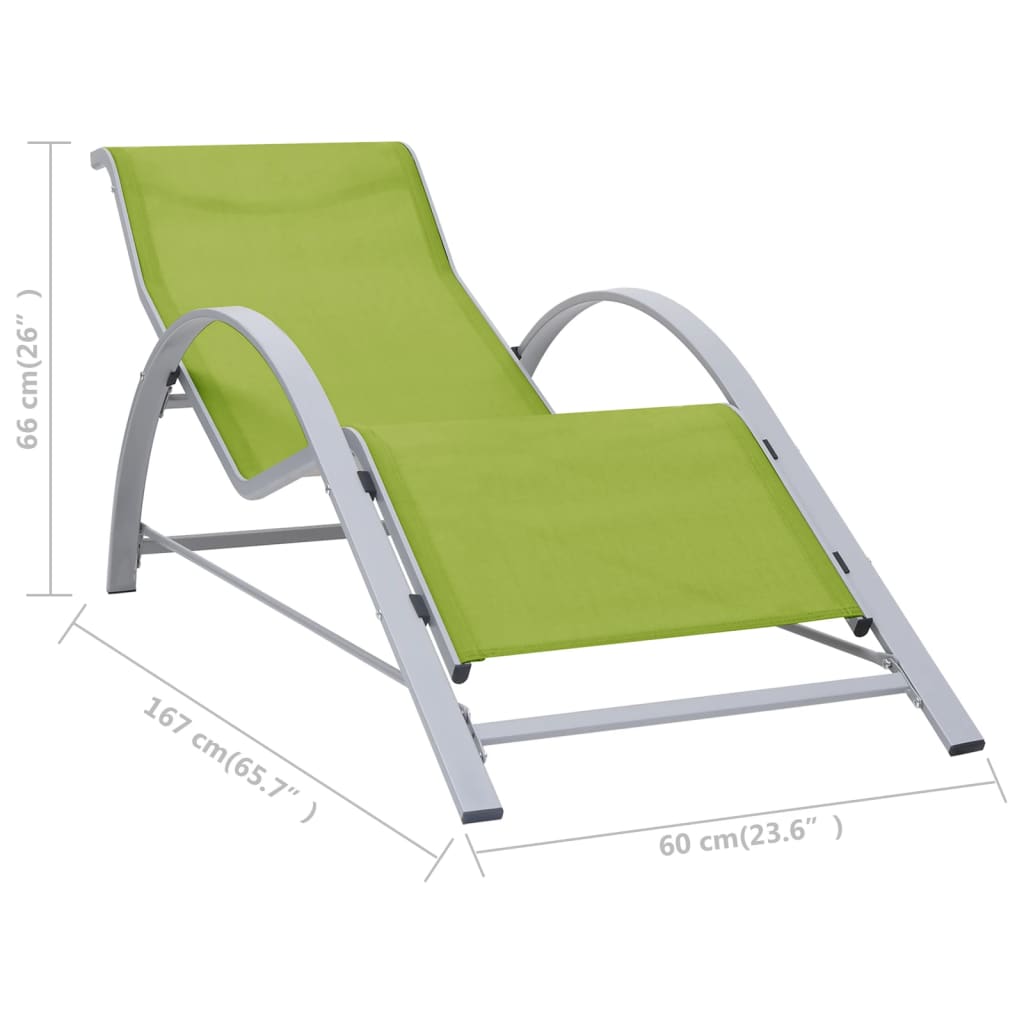 Solsängar 2 St Med Bord Aluminium Grön