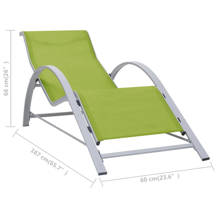 Solsängar 2 St Med Bord Aluminium Grön