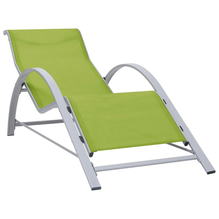 Solsängar 2 St Med Bord Aluminium Grön