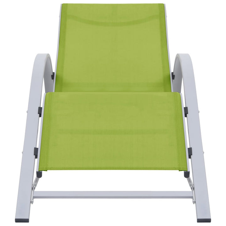 Solsängar 2 St Med Bord Aluminium Grön