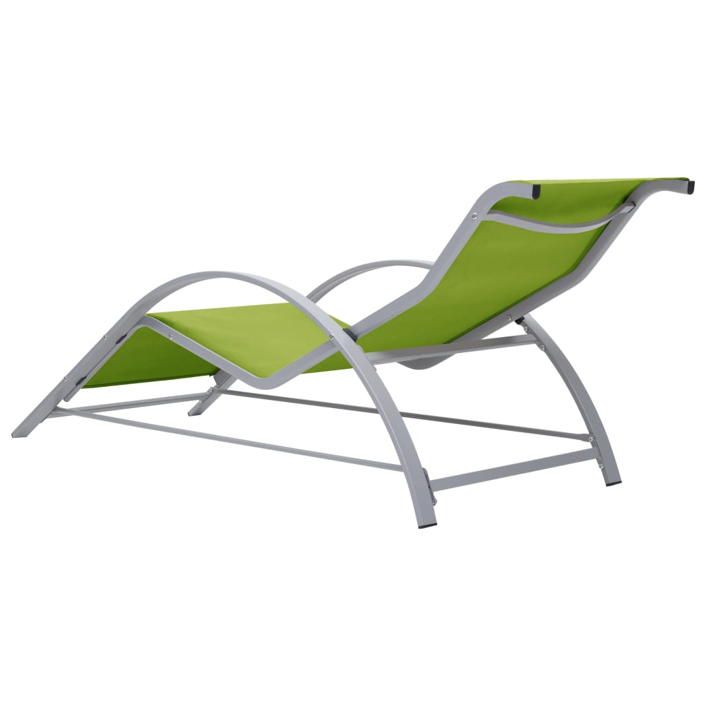 Solsängar 2 St Med Bord Aluminium Grön