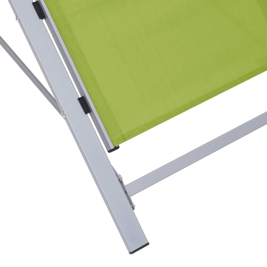 Solsängar 2 St Med Bord Aluminium Grön
