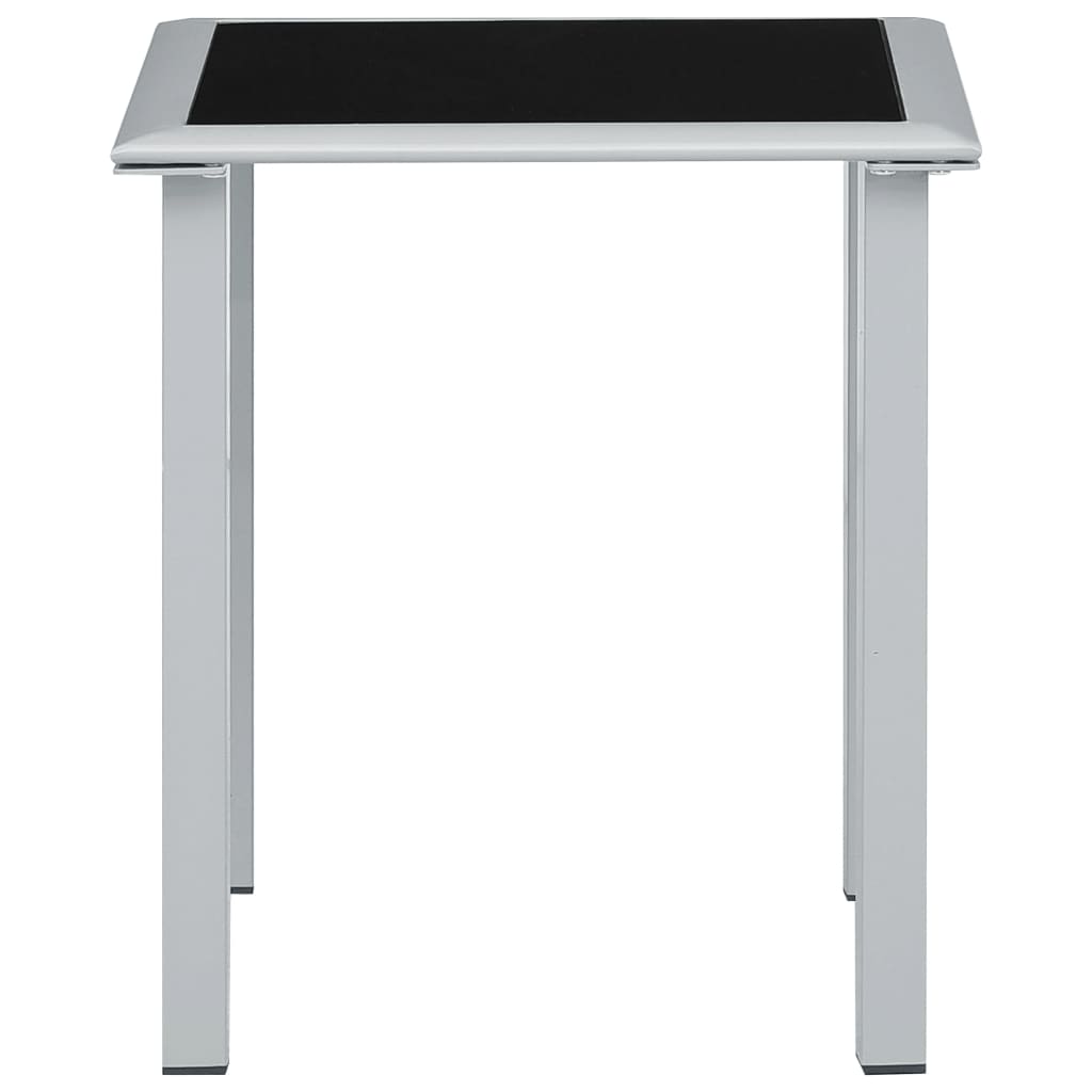 Trädgårdsbord Svart Och Silver 41X41X45 Cm Stål Och Glas