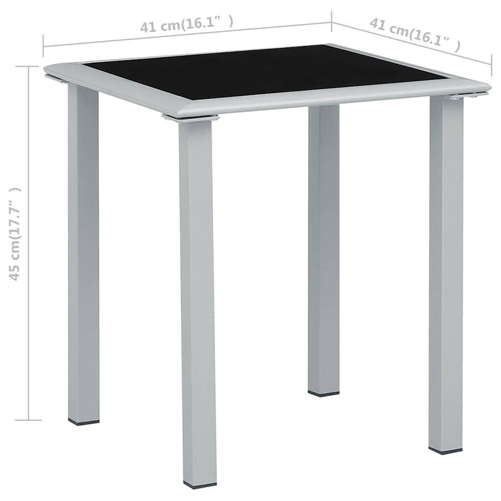 Trädgårdsbord Svart Och Silver 41X41X45 Cm Stål Och Glas