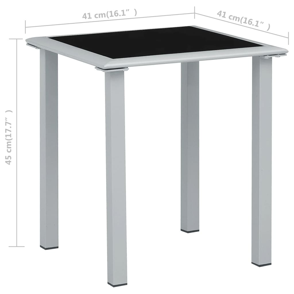 Trädgårdsbord Svart Och Silver 41X41X45 Cm Stål Och Glas