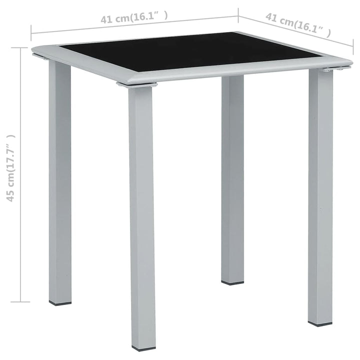 Trädgårdsbord Svart Och Silver 41X41X45 Cm Stål Och Glas