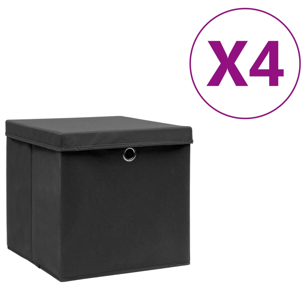 Förvaringslådor Med Lock 4 St 28X28X28 Cm Gul