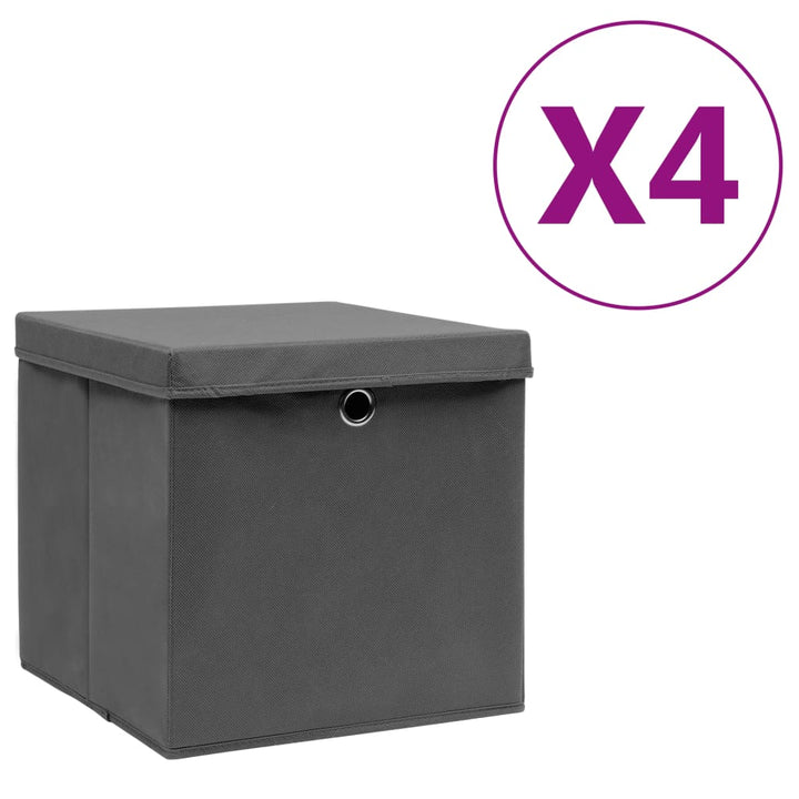 Förvaringslådor Med Lock 4 St 28X28X28 Cm Gul