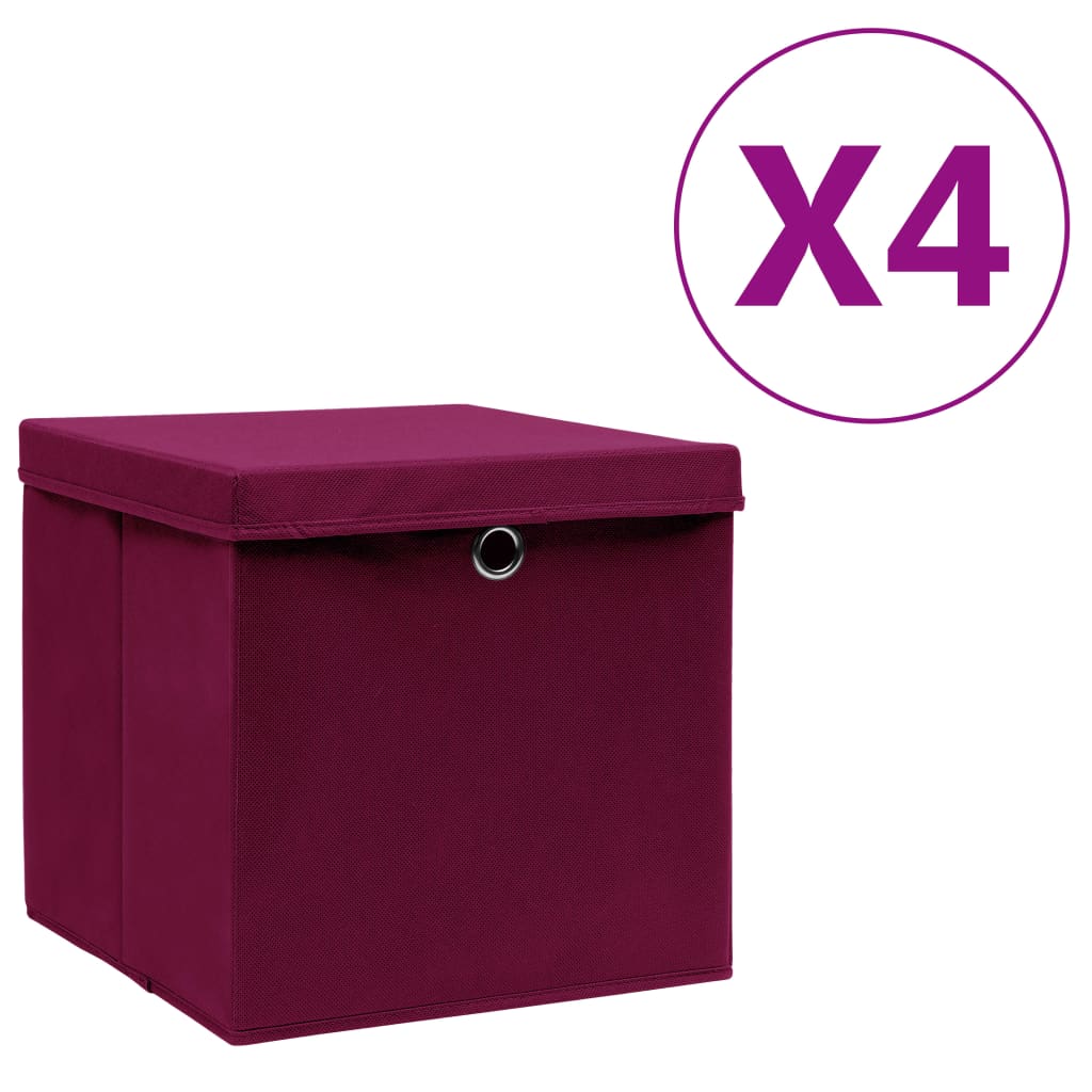 Förvaringslådor Med Lock 4 St 28X28X28 Cm Gul