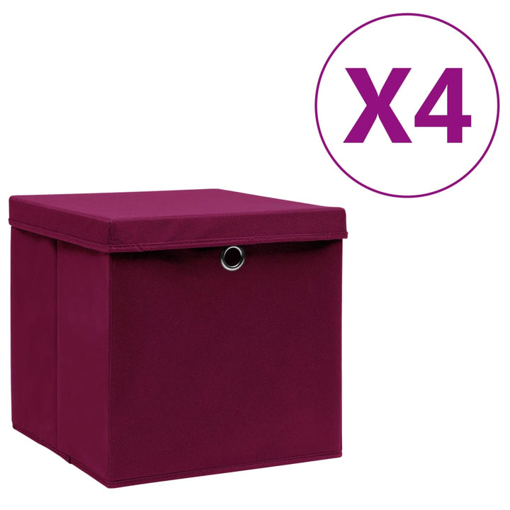 Förvaringslådor Med Lock 4 St 28X28X28 Cm Gul