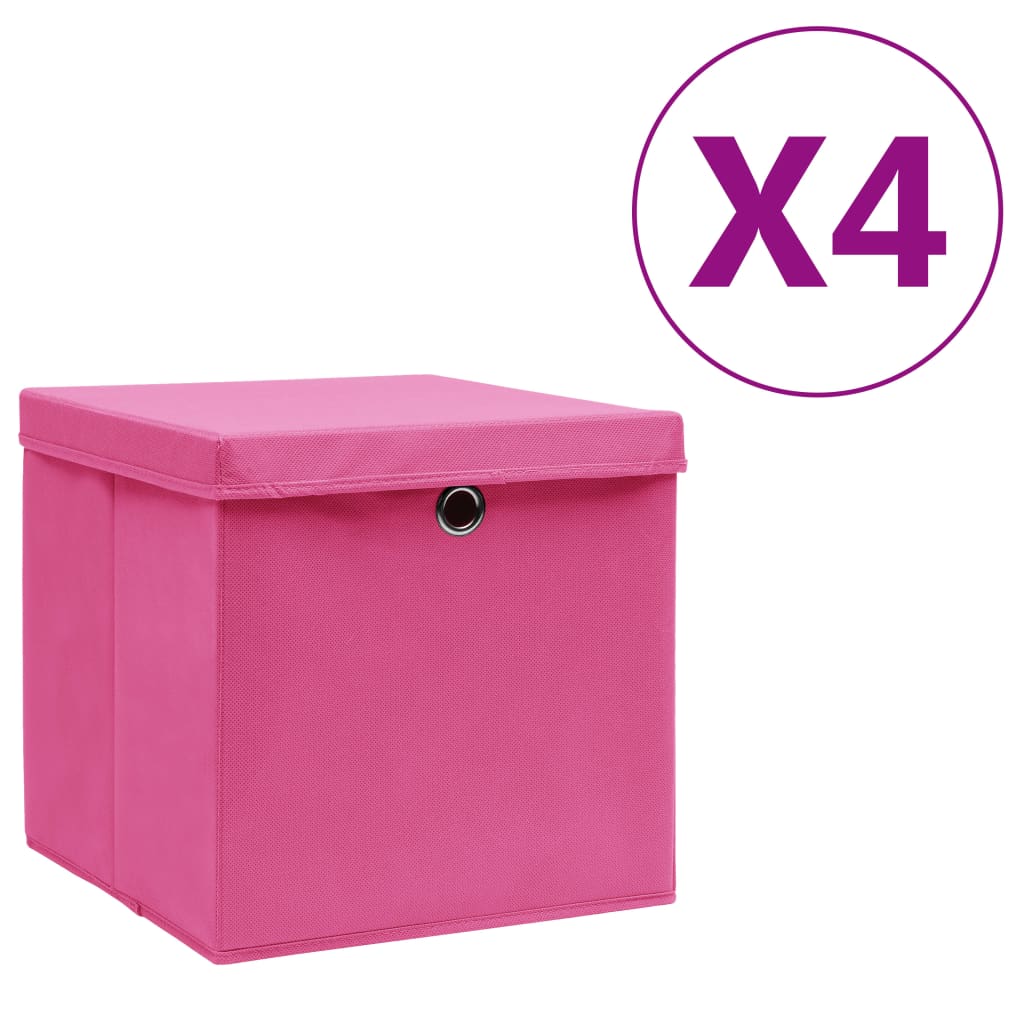 Förvaringslådor Med Lock 4 St 28X28X28 Cm Gul