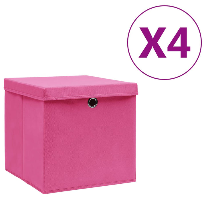 Förvaringslådor Med Lock 4 St 28X28X28 Cm Gul