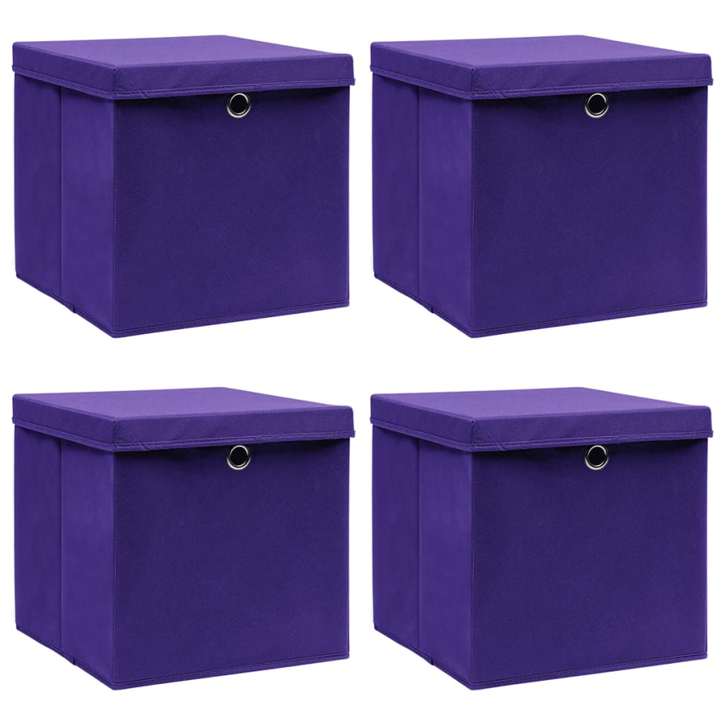 Förvaringslådor Med Lock 4 St 28X28X28 Cm Gul