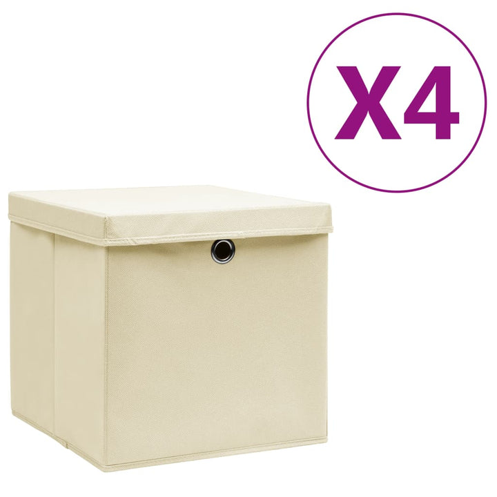 Förvaringslådor Med Lock 4 St 28X28X28 Cm Gul