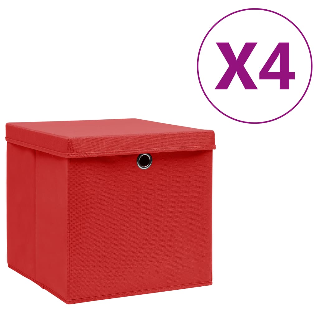 Förvaringslådor Med Lock 4 St 28X28X28 Cm Gul