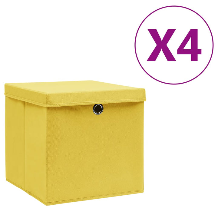 Förvaringslådor Med Lock 4 St 28X28X28 Cm Gul