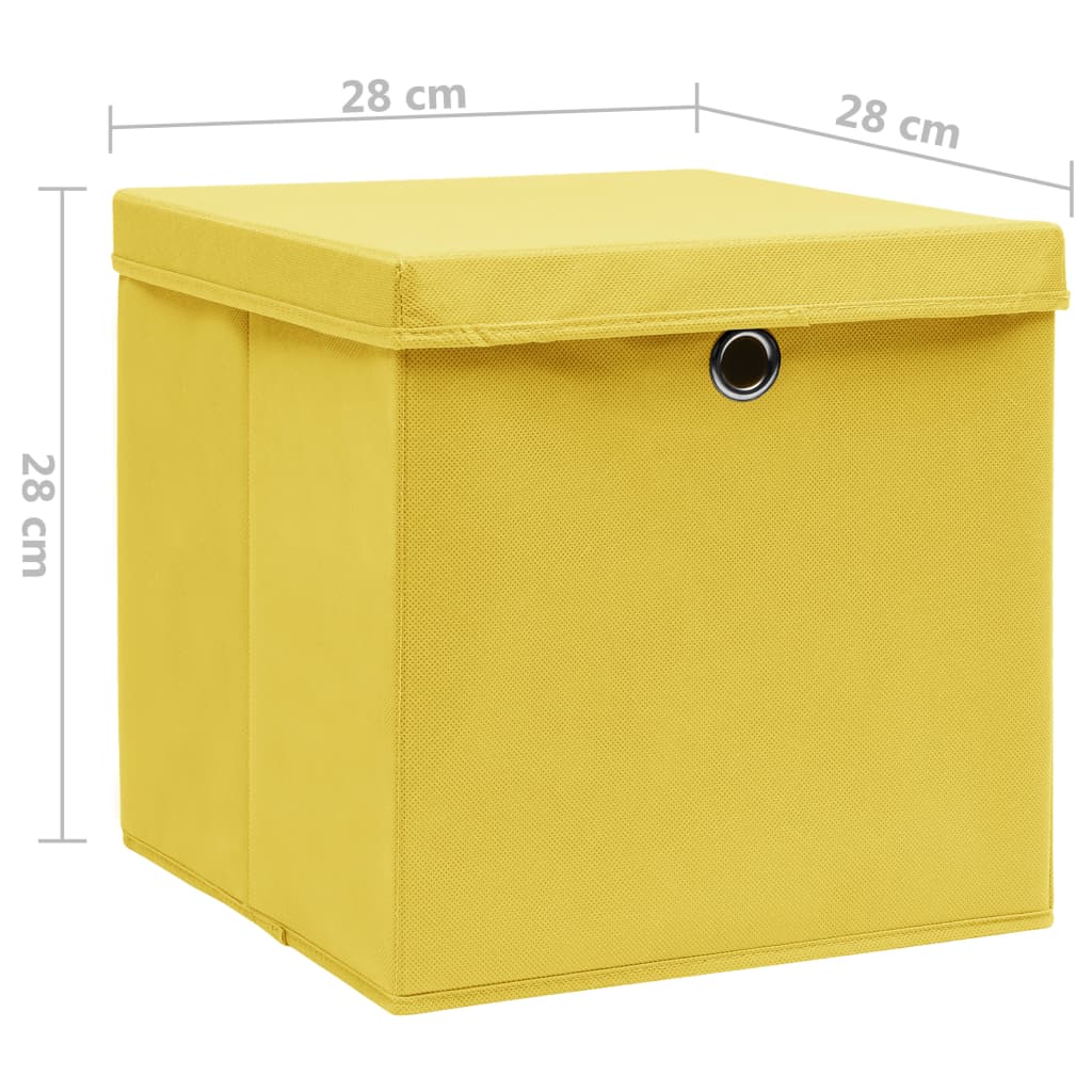 Förvaringslådor Med Lock 4 St 28X28X28 Cm Gul
