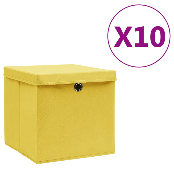 Förvaringslådor Med Lock 4 St 28X28X28 Cm Gul