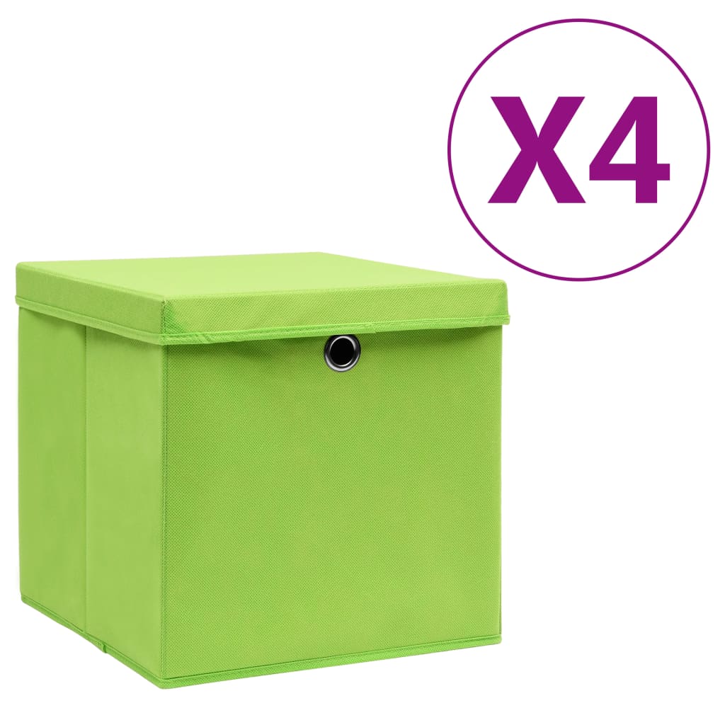 Förvaringslådor Med Lock 4 St 28X28X28 Cm Gul