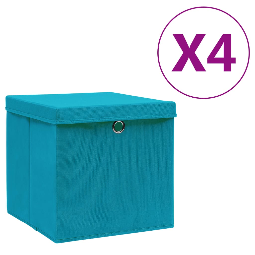 Förvaringslådor Med Lock 4 St 28X28X28 Cm Gul