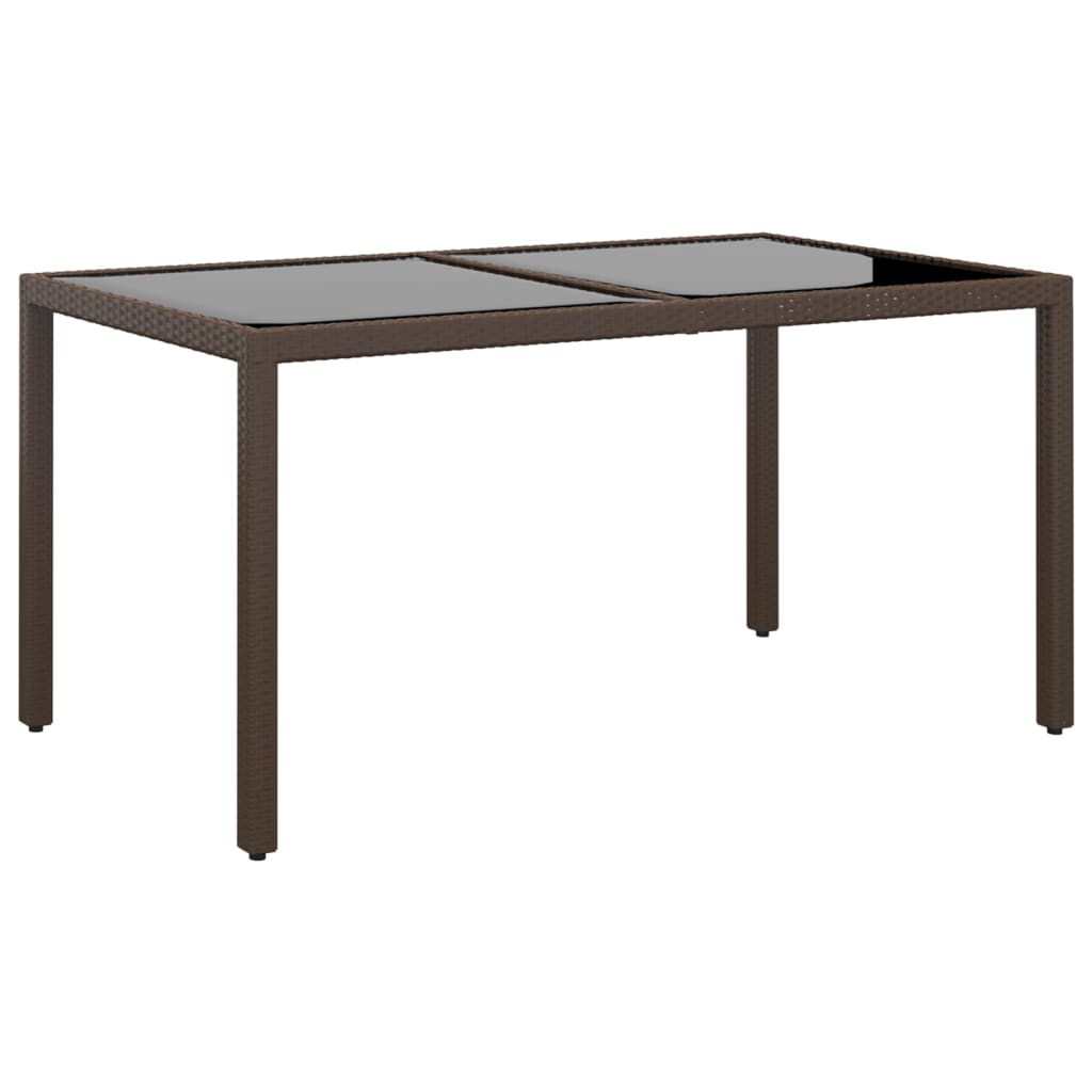 Trädgårdsbord 150X90X75 Cm Härdat Glas Och Konstrotting