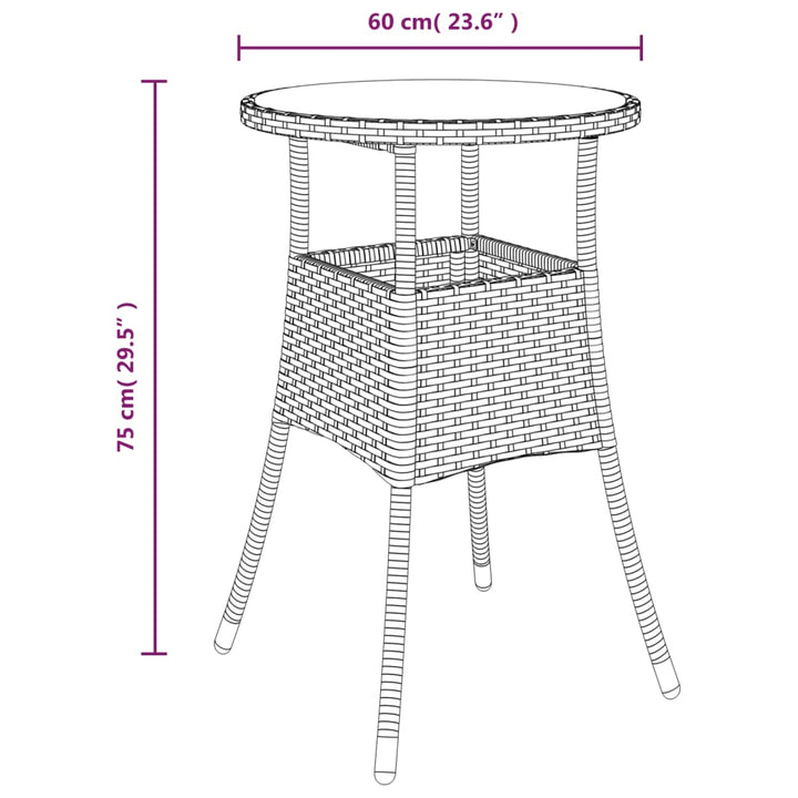 Trädgårdsbord Ø60X75 Cm Härdat Glas Och Konstrotting