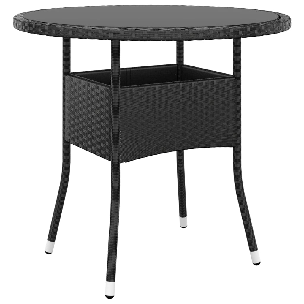Trädgårdsbord Ø80X75 Cm Härdat Glas Och Konstrotting