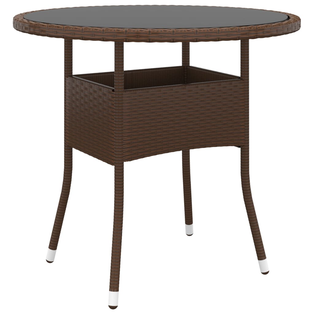Trädgårdsbord Ø80X75 Cm Härdat Glas Och Konstrotting