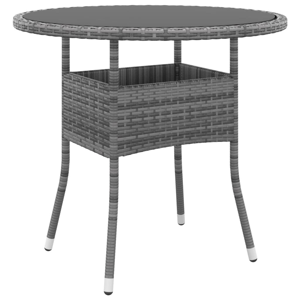 Trädgårdsbord Ø80X75 Cm Härdat Glas Och Konstrotting