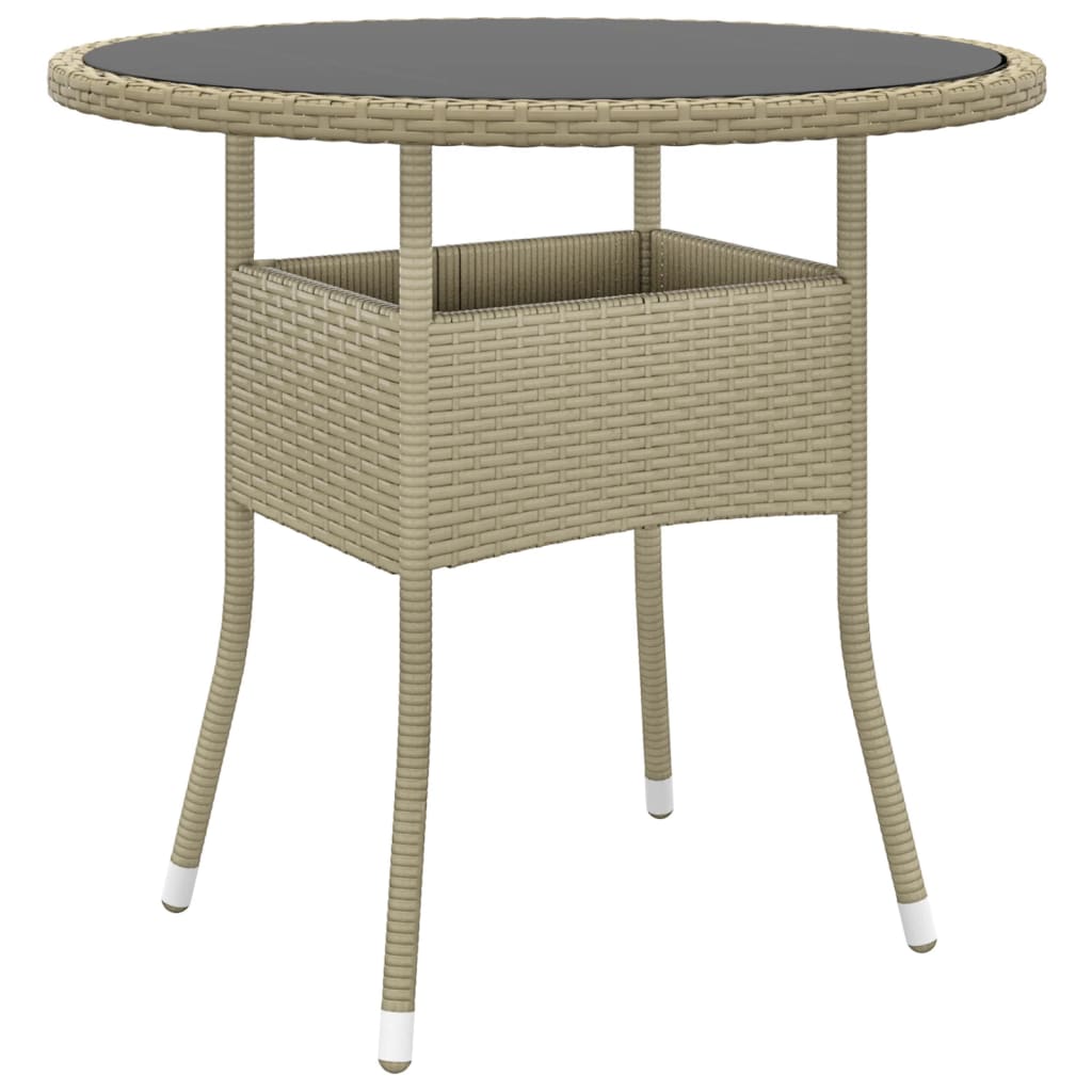 Trädgårdsbord Ø80X75 Cm Härdat Glas Och Konstrotting