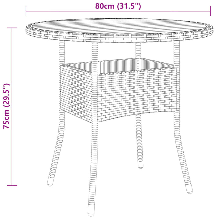 Trädgårdsbord Ø80X75 Cm Akaciaträ Och Konstrotting