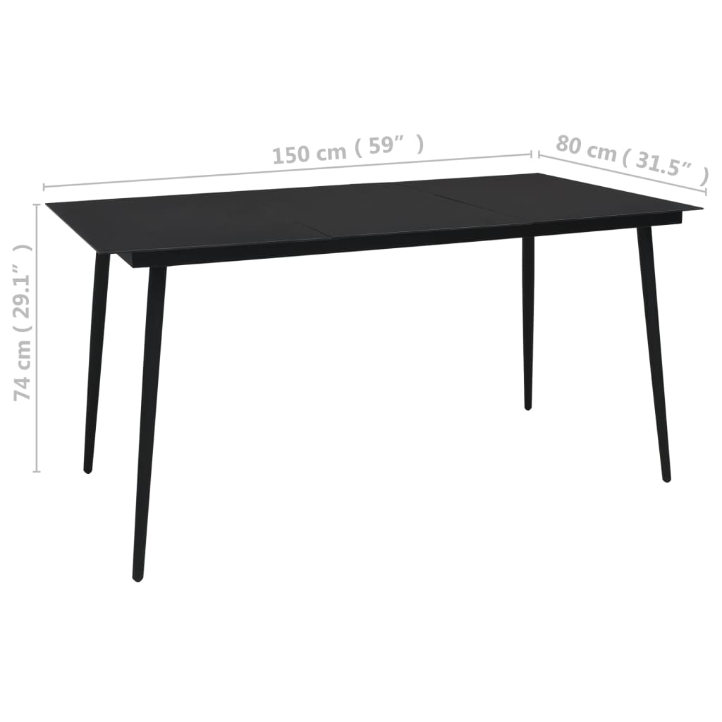 Trädgårdsbord Svart Stål Och Glas